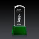 Silkwood 3D Green on Base Obelisk Crystal Award