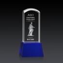 Silkwood 3D Blue on Base Obelisk Crystal Award