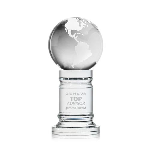 Corporate Awards - Crystal Awards - Globe Spheres on Colverstone Base Crystal Award