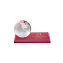 Globe Red on Rectangle Base Spheres Crystal Award