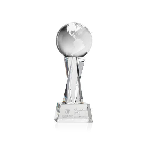 Corporate Awards - Crystal Awards - Globe Clear on Grafton Base Spheres Crystal Award