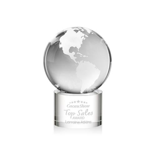 Corporate Awards - Crystal Awards - Globe Clear on Marvel Base Spheres Crystal Award