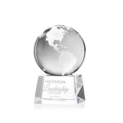 Corporate Awards - Crystal Awards - Globe Clear on Robson Base Spheres Crystal Award