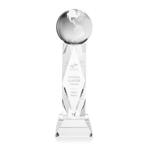 Corporate Awards - Crystal Awards - Globe Clear on Toscana Base Spheres Crystal Award