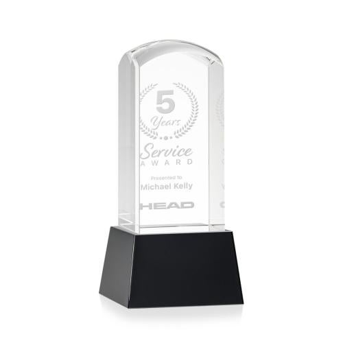 Corporate Awards - Crystal Awards - Silkwood Black on Base Obelisk Crystal Award