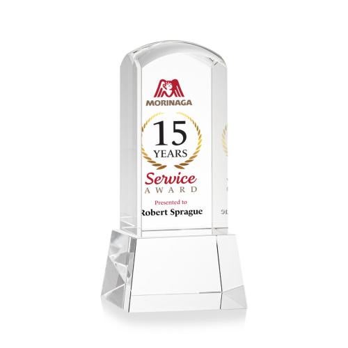 Corporate Awards - Crystal Awards - Silkwood Full Color Clear on Base Obelisk Crystal Award