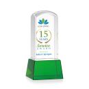 Silkwood Full Color Green on Base Obelisk Crystal Award
