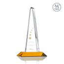 Majestic Tower Amber Pyramid Crystal Award
