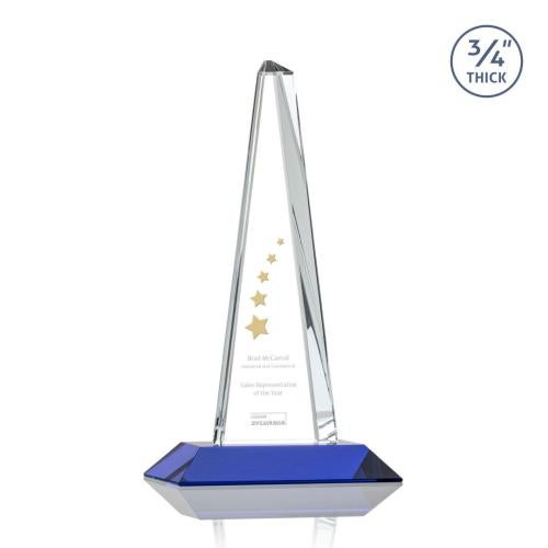 Corporate Awards - Crystal Awards - Majestic Tower Blue Pyramid Crystal Award