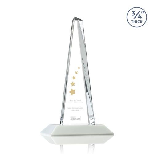 Corporate Awards - Crystal Awards - Majestic Tower White Pyramid Crystal Award