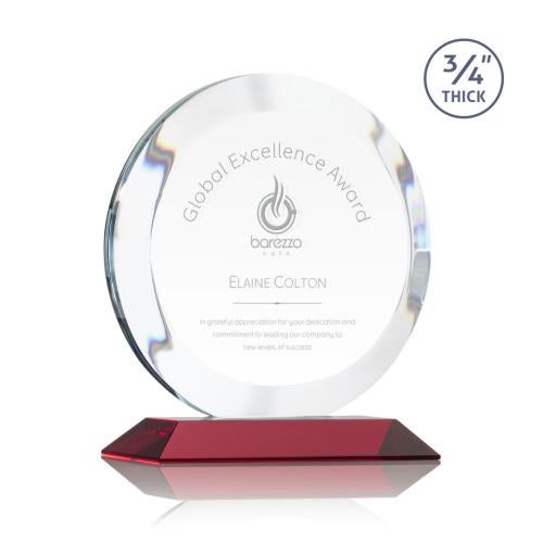 Corporate Awards - Crystal Awards - Gibralter Red Circle Crystal Award