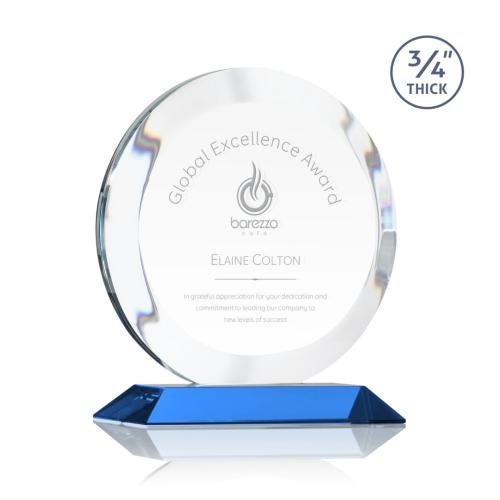 Corporate Awards - Crystal Awards - Gibralter Sky Blue Circle Crystal Award