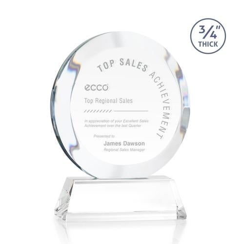 Corporate Awards - Crystal Awards - Gibralter Clear on Newhaven Base Circle Crystal Award