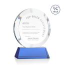 Gibralter Sky Blue on Newhaven Base Circle Crystal Award