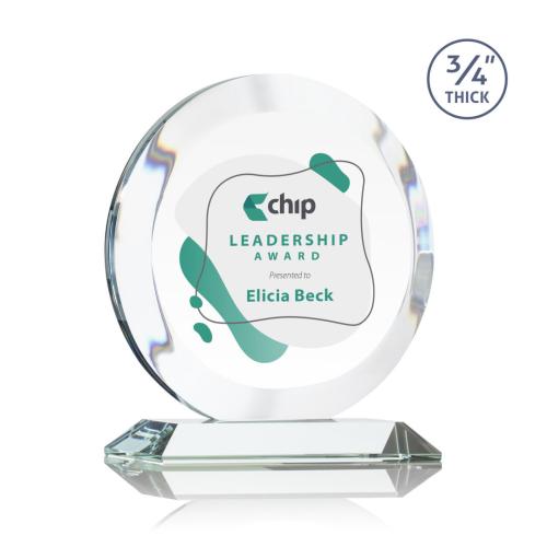 Corporate Awards - Crystal Awards - Gibralter Full Color Clear Circle Crystal Award