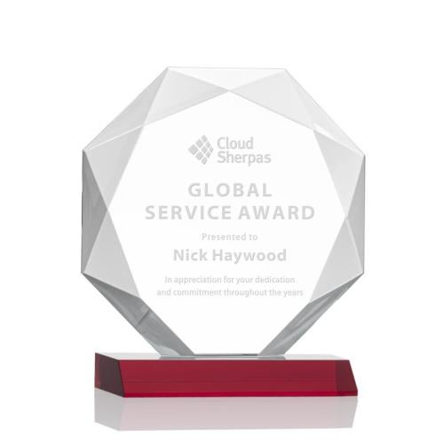 Corporate Awards - Crystal Awards - Kitchener Red  Crystal Award