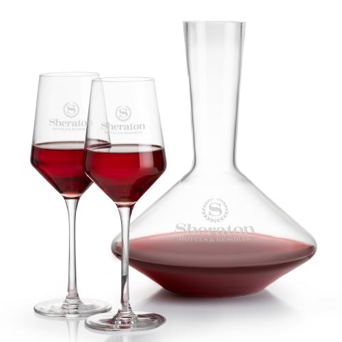 Corporate Recognition Gifts - Etched Barware - Tucson Carafe & Wine Set