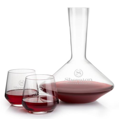 Corporate Recognition Gifts - Etched Barware - Tucson Carafe & Stemless Wine Set