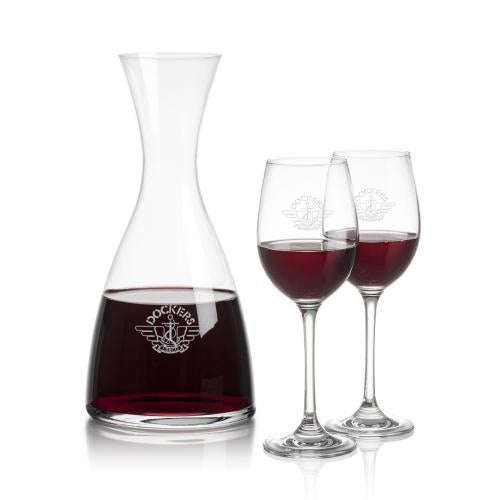 Corporate Recognition Gifts - Etched Barware - Barham Carafe & Burlington Wine