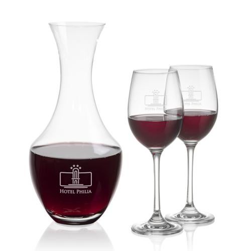 Corporate Recognition Gifts - Etched Barware - Oldham Carafe & Burlington Wine