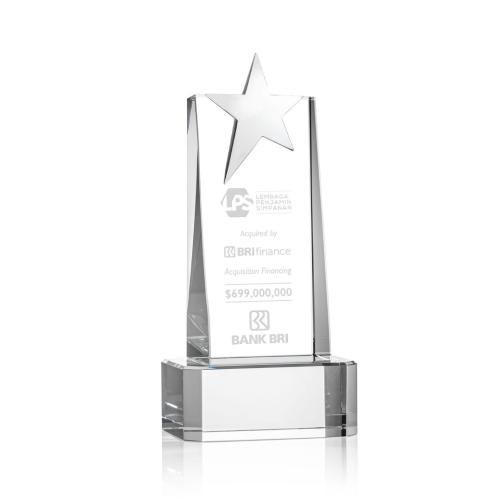 Corporate Awards - Crystal Awards - Fanshaw Silver Clear on Base Star Crystal Award