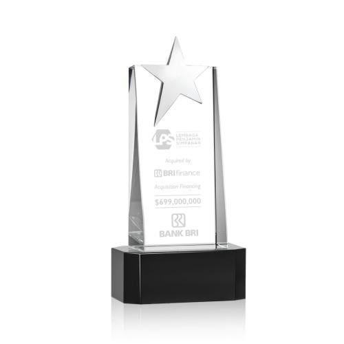 Corporate Awards - Crystal Awards - Fanshaw Silver Black on Base Star Crystal Award