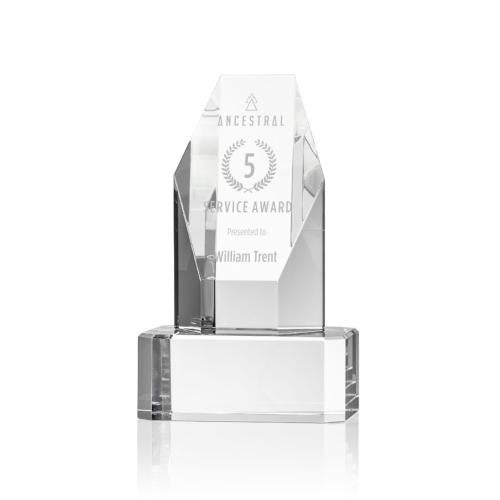 Corporate Awards - Crystal Awards - Ashford Obelisk on Clear Base Crystal Award