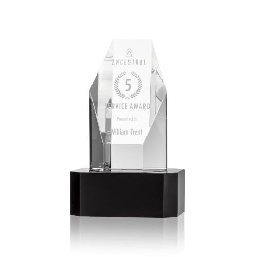 Corporate Awards - Crystal Awards - Ashford Obelisk on Black Base Crystal Award