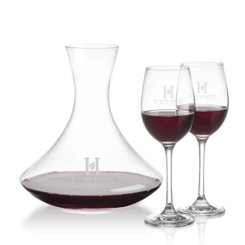 Corporate Recognition Gifts - Etched Barware - Senderwood Carafe & Burlington Wine