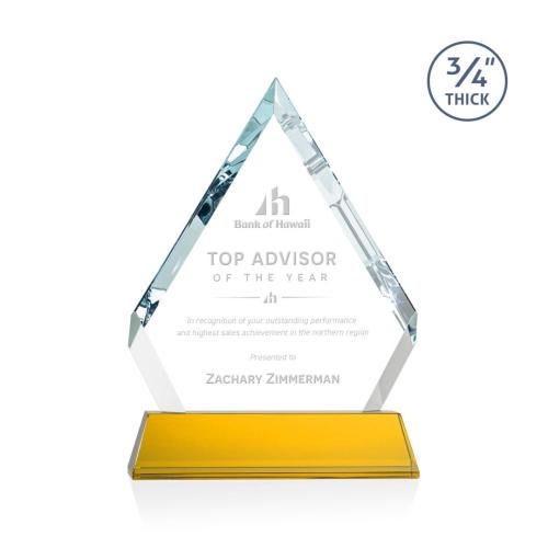 Corporate Awards - Crystal Awards - Apex Amber on Newhaven Base Crystal Award