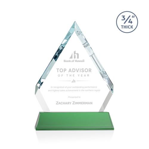 Corporate Awards - Crystal Awards - Apex Green on Newhaven Base Crystal Award