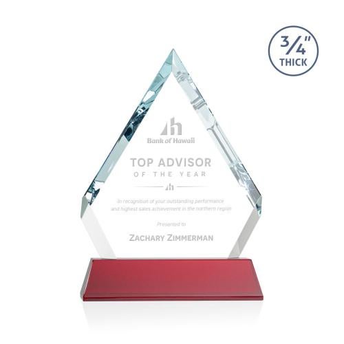 Corporate Awards - Crystal Awards - Apex Red on Newhaven Base Crystal Award