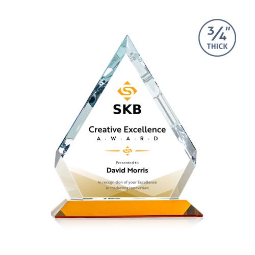 Corporate Awards - Crystal Awards - Apex Full Color Amber Crystal Award