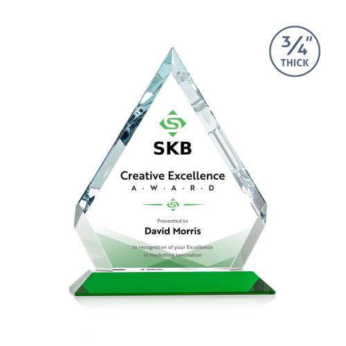 Corporate Awards - Crystal Awards - Apex Full Color Green Crystal Award