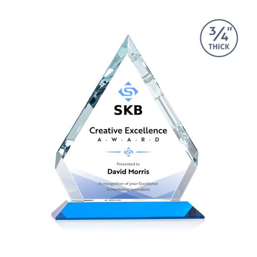 Corporate Awards - Crystal Awards - Apex Full Color Sky Blue Crystal Award