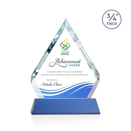 Corporate Awards - Crystal Awards - Apex Full Color Blue on Newhaven Base Crystal Award