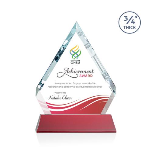 Corporate Awards - Crystal Awards - Apex Full Color Red on Newhaven Base Crystal Award