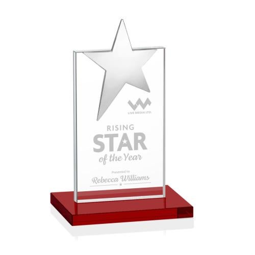 Corporate Awards - Crystal Awards - Bryanston Chrome Red Star Crystal Award