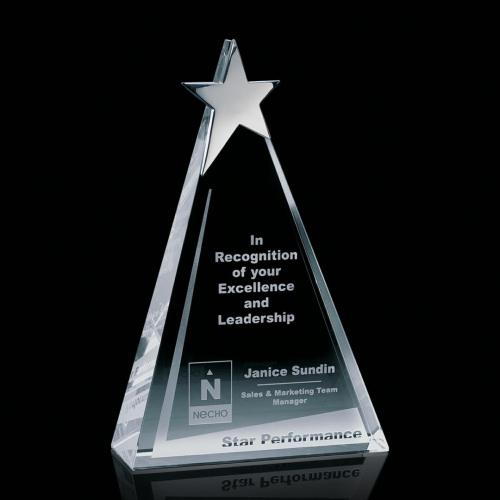 Corporate Awards - Crystal Awards - Eglinton Chrome Star Pyramid Crystal Award