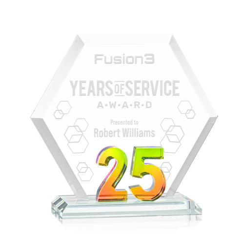 Corporate Awards - Crystal Awards - Riviera Anniversary Prismatic No 25 Number Crystal Award