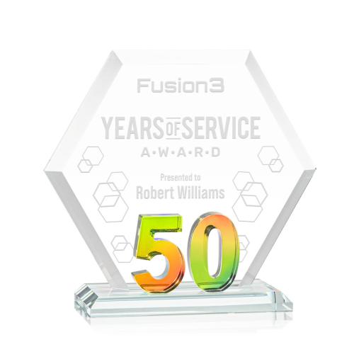 Corporate Awards - Crystal Awards - Riviera Anniversary Prismatic No 50 Number Crystal Award