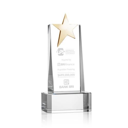 Corporate Awards - Crystal Awards - Fanshaw Gold Clear on Base Star Crystal Award