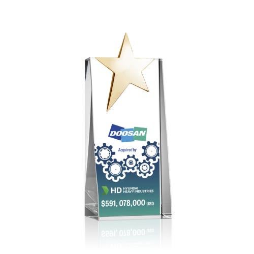 Corporate Awards - Crystal Awards - Fanshaw Gold Full Color Star Crystal Award
