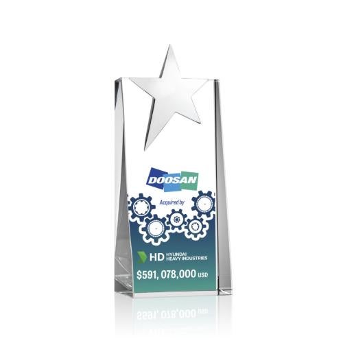 Corporate Awards - Crystal Awards - Fanshaw Silver Full Color Star Crystal Award