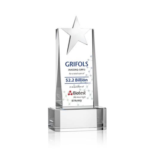Corporate Awards - Crystal Awards - Fanshaw Silver Full Color Clear on Base Star Crystal Award