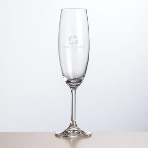 Corporate Gifts, Recognition Gifts and Desk Accessories - Etched Barware - Naples Flute - Deep Etch 7.5oz