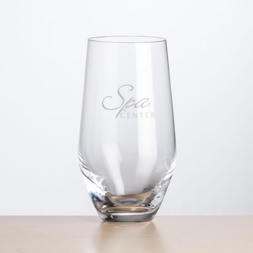 Corporate Gifts, Recognition Gifts and Desk Accessories - Etched Barware - Reina Stemless Flute - Deep Etch 13.5oz