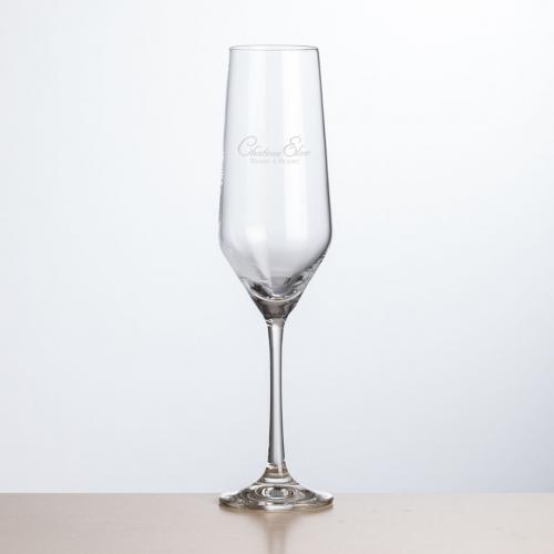 Corporate Gifts, Recognition Gifts and Desk Accessories - Etched Barware - Bengston Flute - Deep Etch 7.5oz