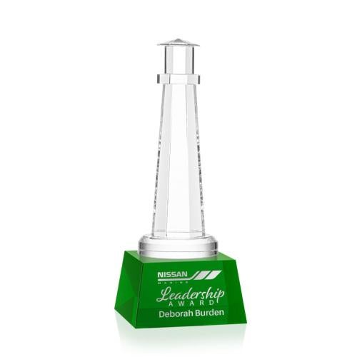 Corporate Awards - Crystal Awards - Lighthouse Green on Robson Base People Crystal Award