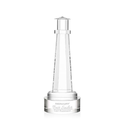 Corporate Awards - Crystal Awards - Lighthouse Clear on Stanrich Base People Crystal Award